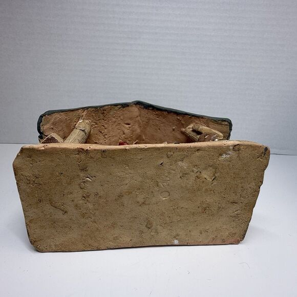 Vintage Handmade Clay Pottery Terra Cotta Folk Art Diorama Hut Kitchen Scene - Picture 8 of 10